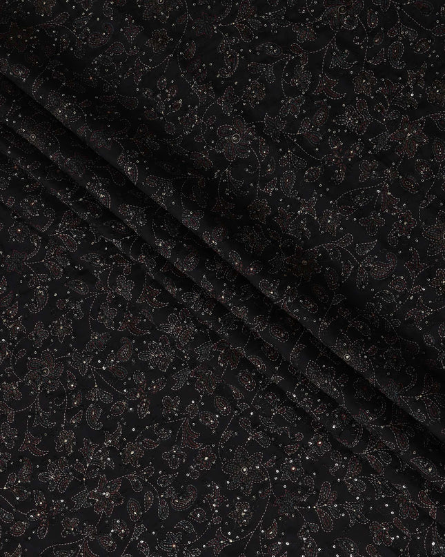 Black Paisley Cotton Voile Fabric 110cm