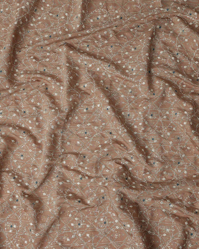 Brown Geometric Cotton Voile Fabric 110cm