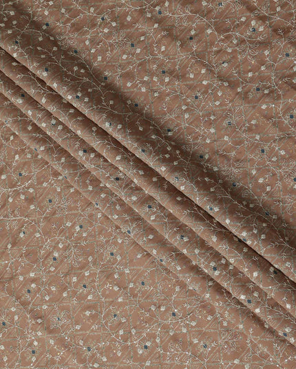 Brown Geometric Cotton Voile Fabric 110cm
