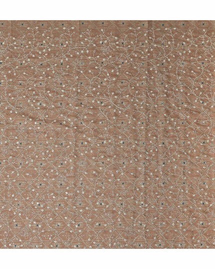 Brown Geometric Cotton Voile Fabric 110cm