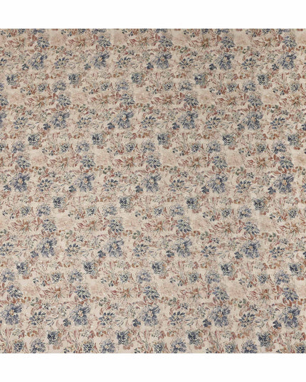 Beige Floral Cotton Voile Fabric 110cm