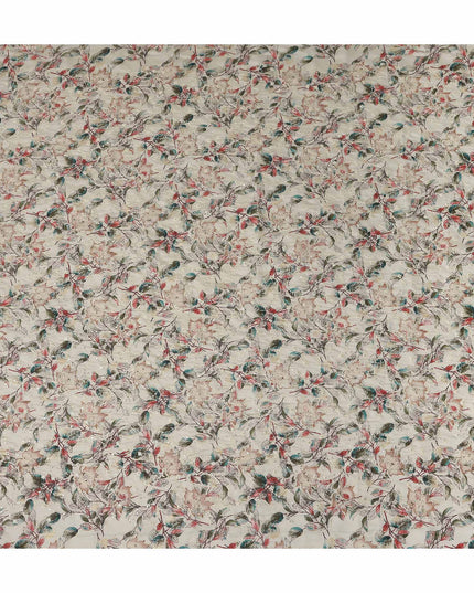 White Leaf Cotton Voile Fabric 110cm