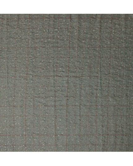 Grey Checkered Cotton Blended Fabric Elegant Breathable Dress Material 110cm Width Luxurious Soft Finish Indian Origin - D30484 Regal Fabrics