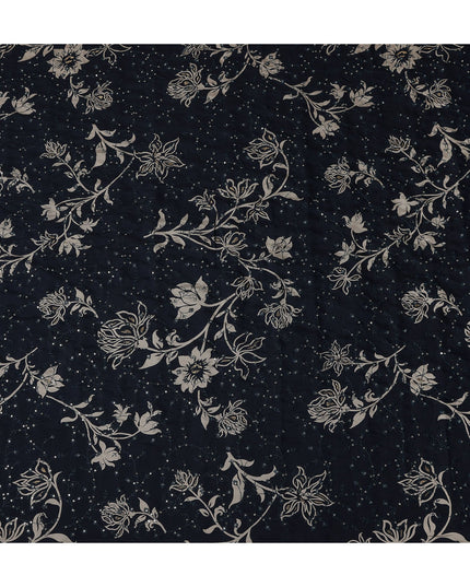 Blue Floral Cotton Voile Fabric 110cm