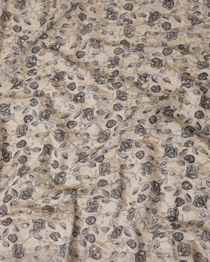 Beige Paisley Cotton Voile Fabric 110cm