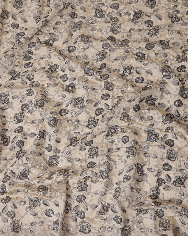 Beige Paisley Cotton Voile Fabric 110cm