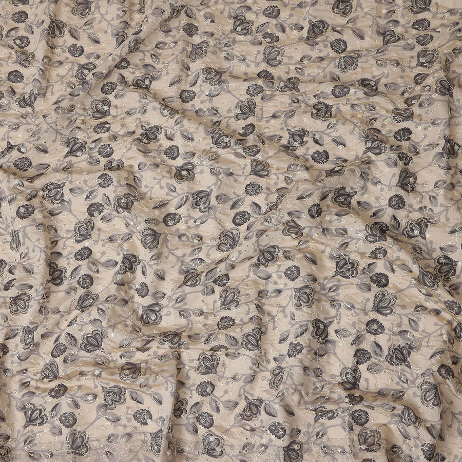 Beige Paisley Cotton Voile Fabric 110cm