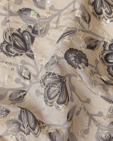 Beige Paisley Cotton Voile Fabric 110cm