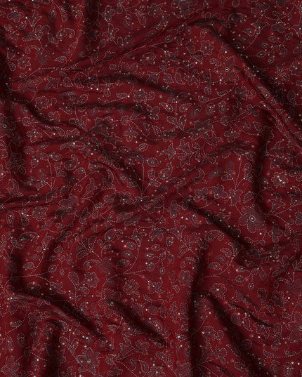 Red Paisley Cotton Voile Fabric 110cm