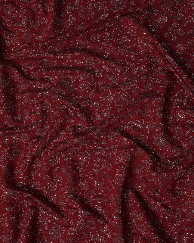 Red Paisley Cotton Voile Fabric 110cm