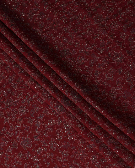 Red Paisley Cotton Voile Fabric 110cm
