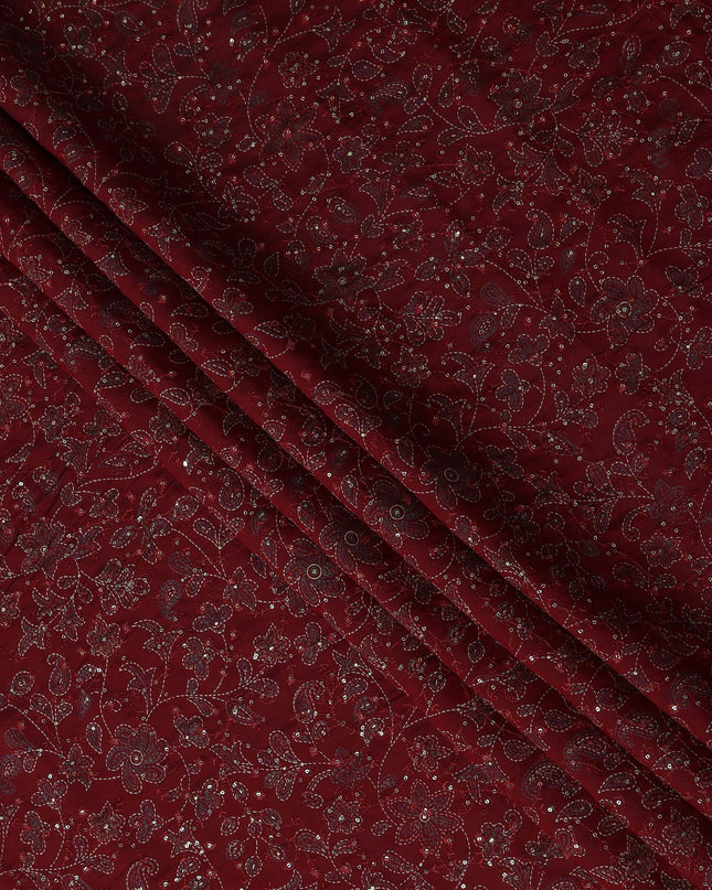 Red Paisley Cotton Voile Fabric 110cm
