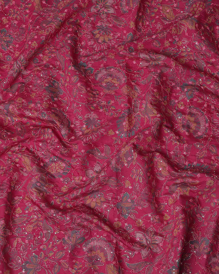 Pink Floral Cotton Voile Fabric 110cm
