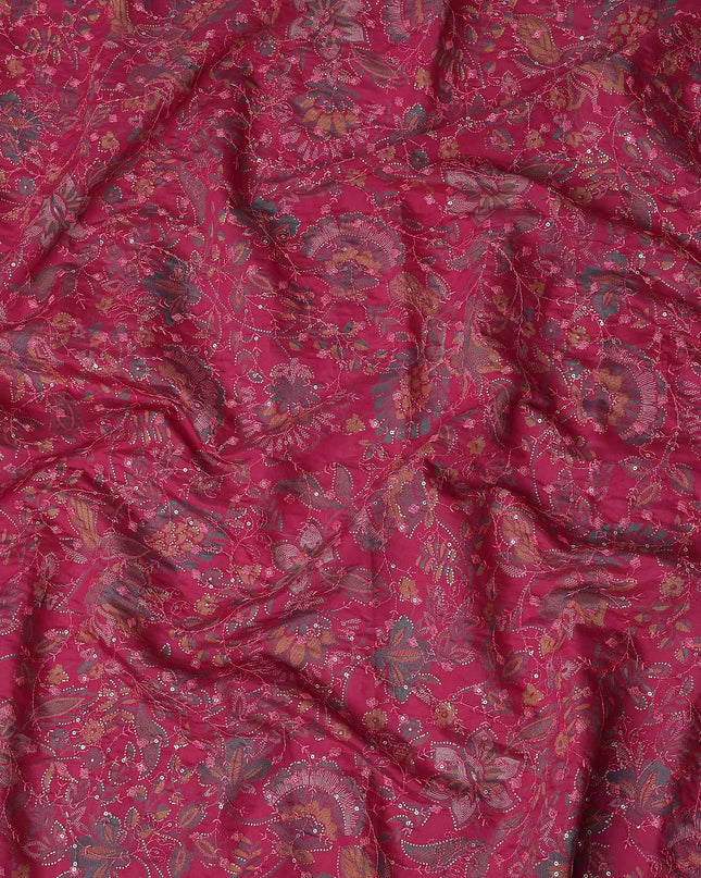 Pink Floral Cotton Voile Fabric 110cm