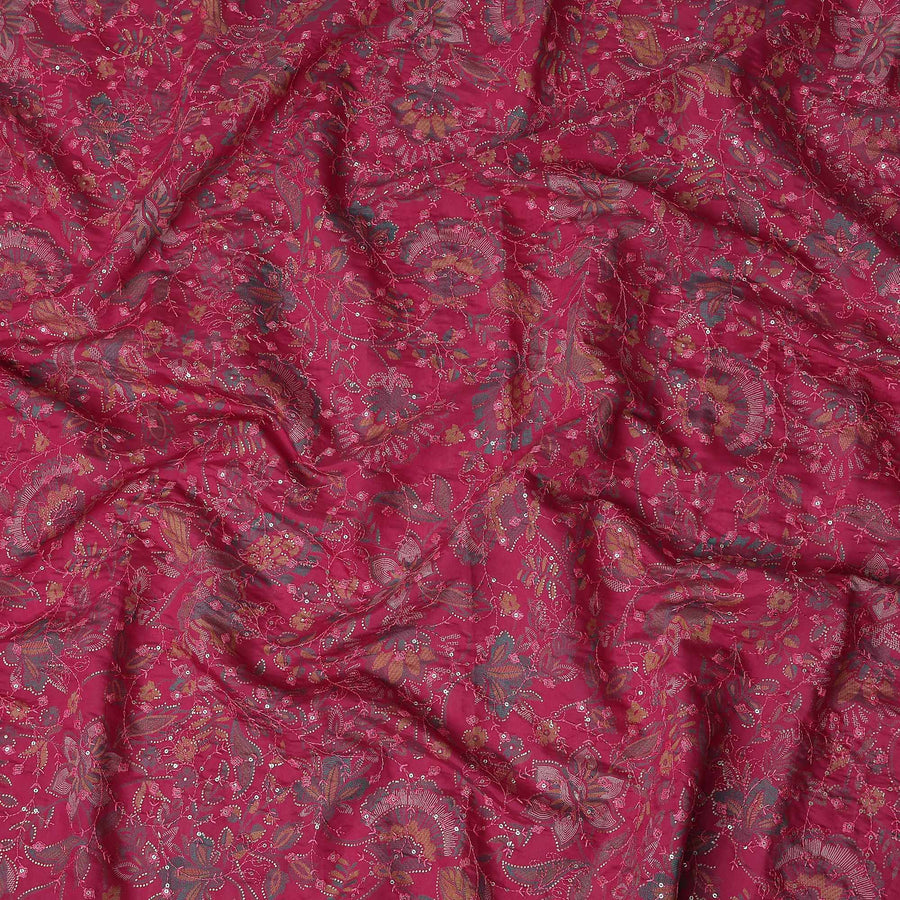Pink Floral Cotton Voile Fabric 110cm