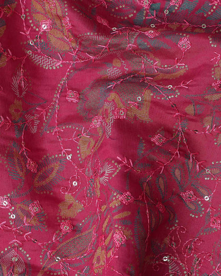 Pink Floral Cotton Voile Fabric 110cm