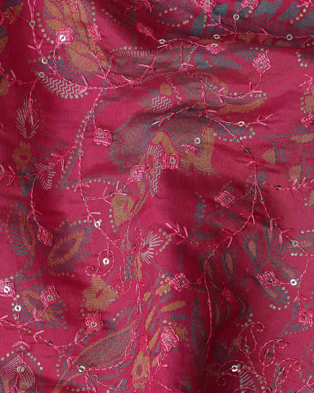 Pink Floral Cotton Voile Fabric 110cm