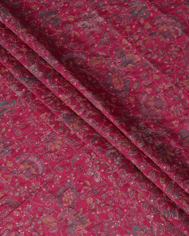 Pink Floral Cotton Voile Fabric 110cm