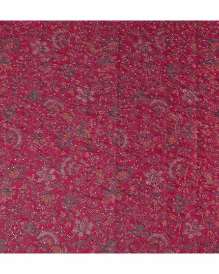 Pink Floral Cotton Voile Fabric 110cm