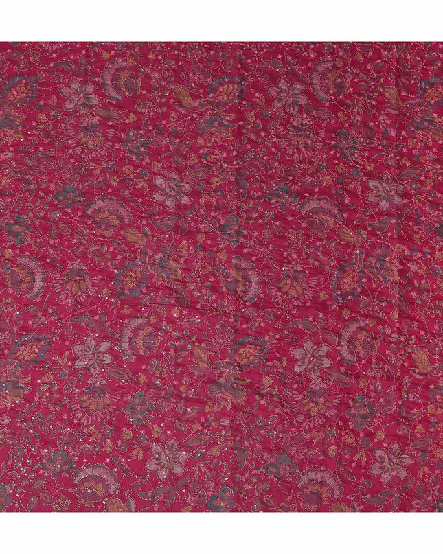 Pink Floral Cotton Voile Fabric 110cm