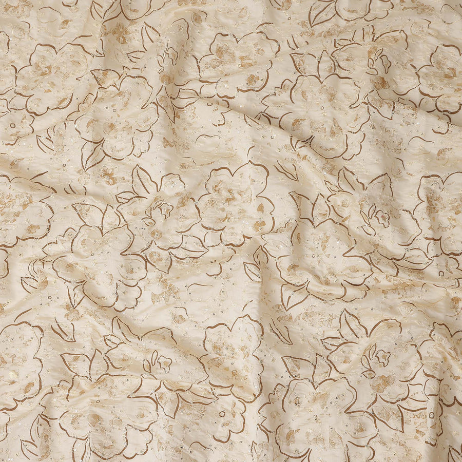 White Floral Cotton Voile Fabric 110cm