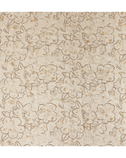White Floral Cotton Voile Fabric 110cm