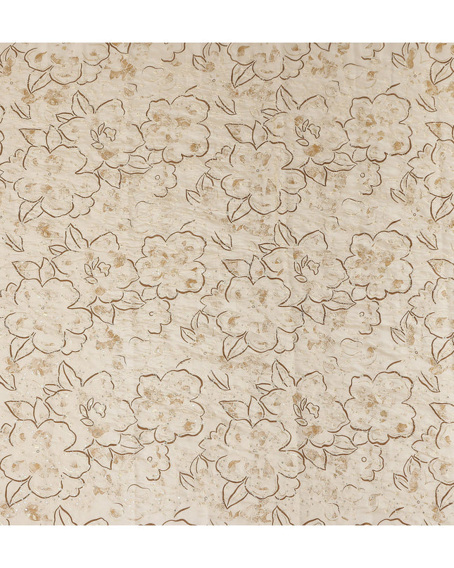 White Floral Cotton Voile Fabric 110cm