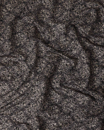 Black Geometric Cotton Voile Fabric 110cm