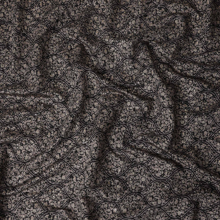 Black Geometric Cotton Voile Fabric 110cm