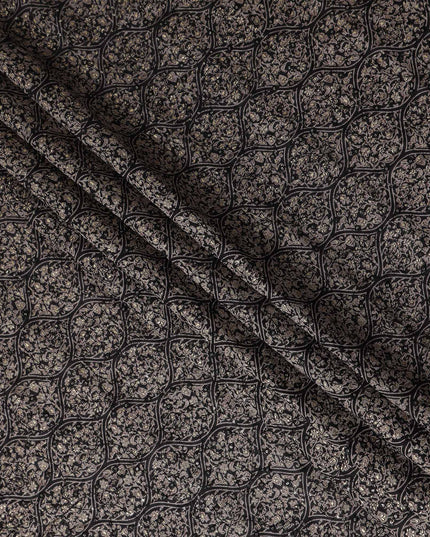 Black Geometric Cotton Voile Fabric 110cm