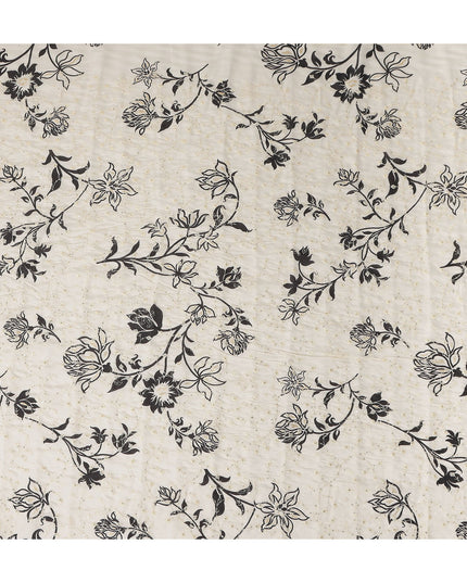 White Floral Cotton Voile Fabric 110cm