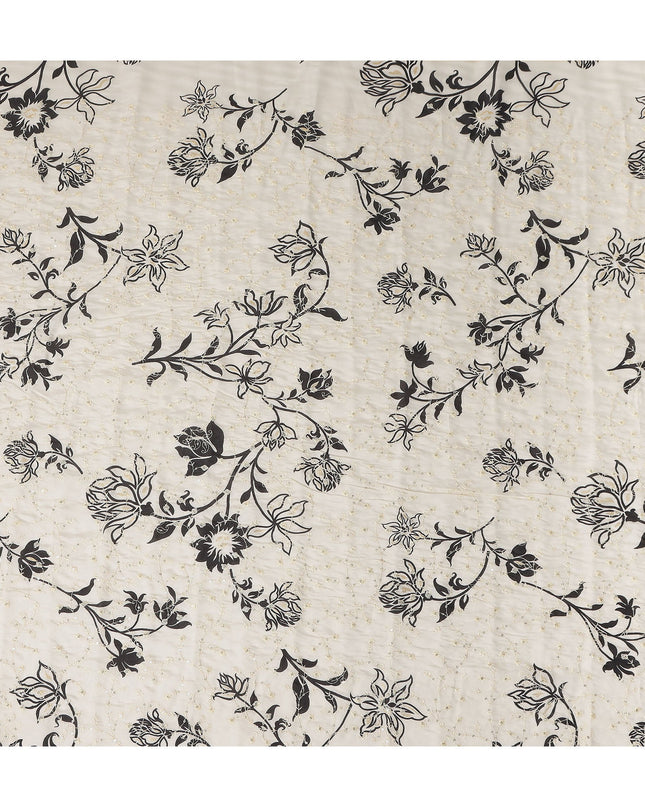 White Floral Cotton Voile Fabric 110cm