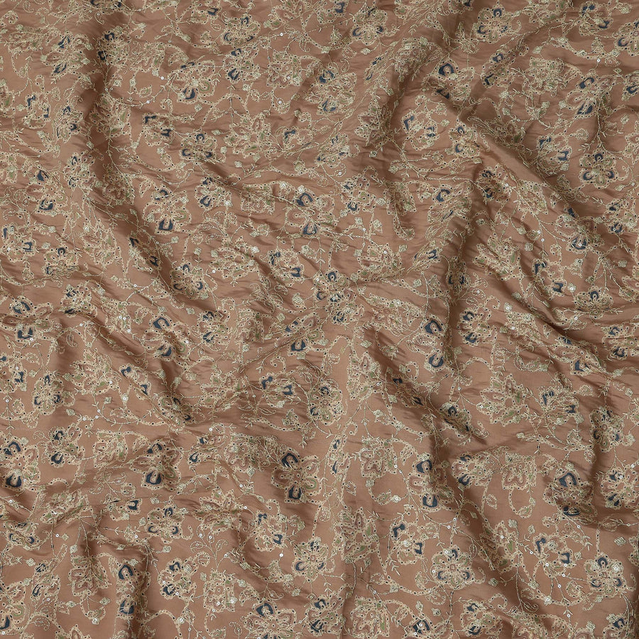 Brown Paisley Cotton Voile Fabric 110cm