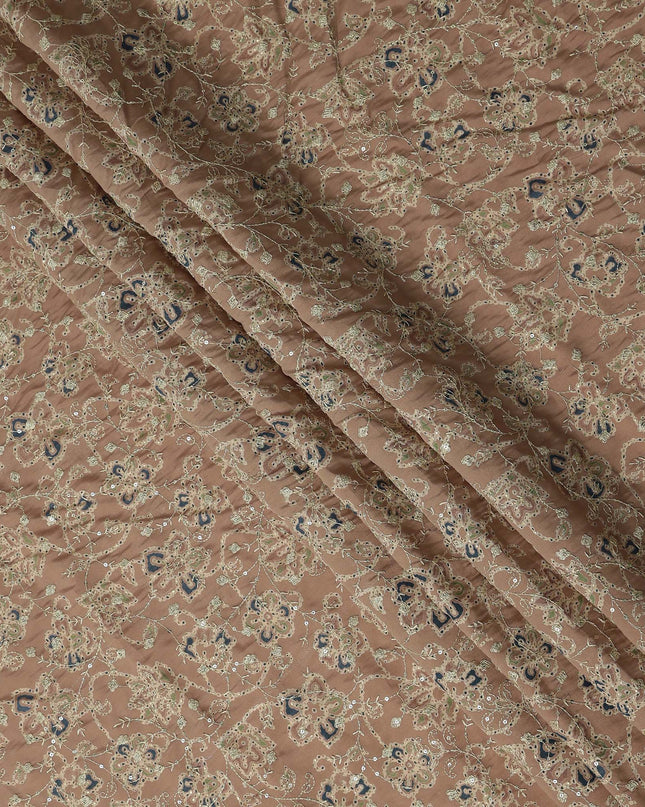 Brown Paisley Cotton Voile Fabric 110cm