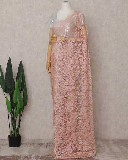 Blush Pink Chantilly Lace Saree - D31648
