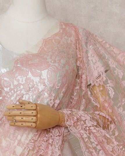 Blush Pink Chantilly Lace Saree - D31648