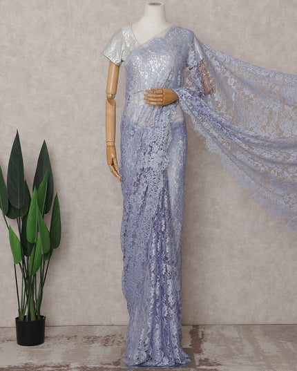Periwinkle Blue Chantilly Lace Saree - D31646