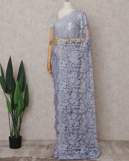 Periwinkle Blue Chantilly Lace Saree - D31646