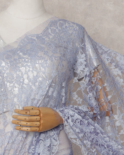Periwinkle Blue Chantilly Lace Saree - D31646