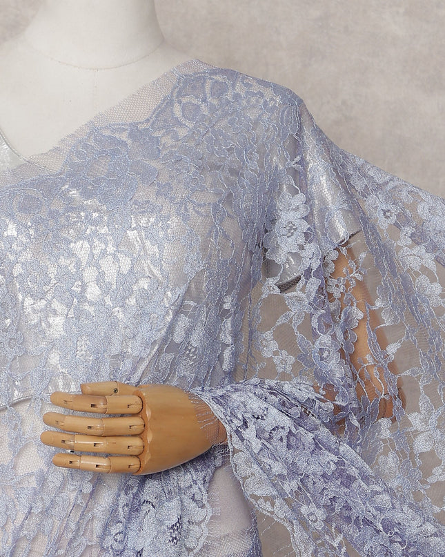 Periwinkle Blue Chantilly Lace Saree - D31646