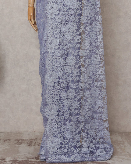 Periwinkle Blue Chantilly Lace Saree - D31646