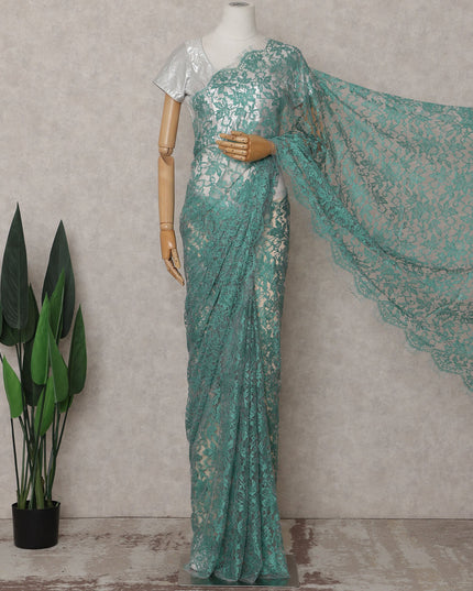Sea Green Chantilly Lace Saree - D31647
