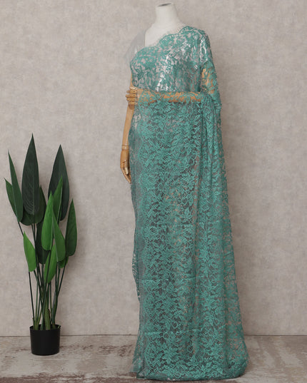 Sea Green Chantilly Lace Saree - D31647