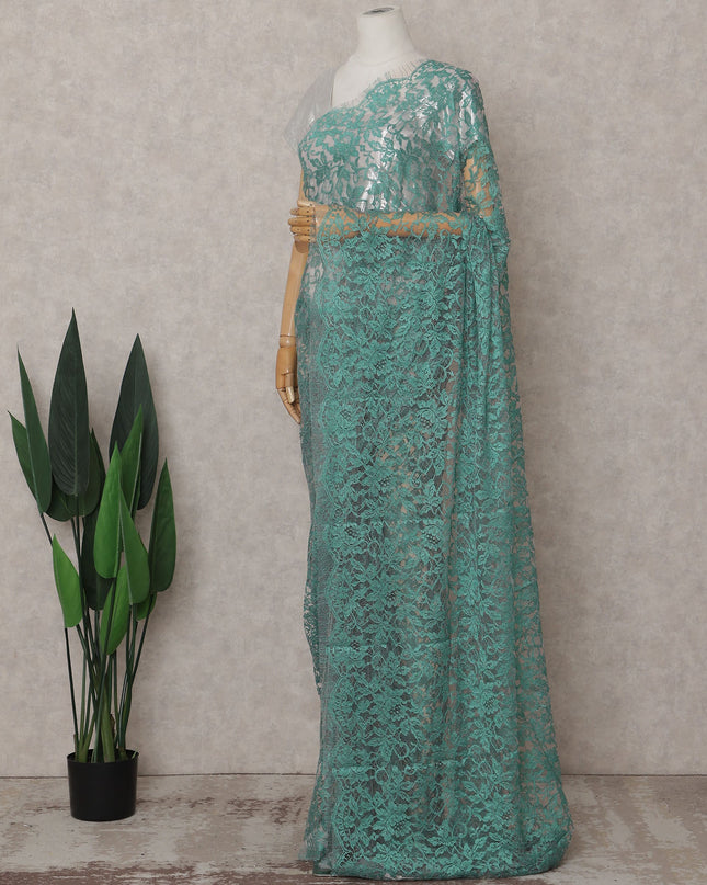 Sea Green Chantilly Lace Saree - D31647