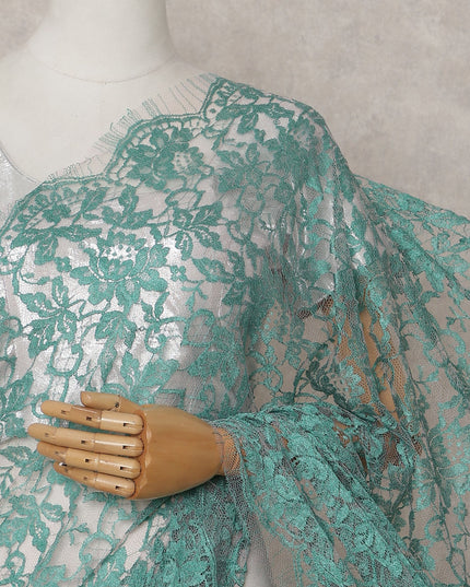 Sea Green Chantilly Lace Saree - D31647