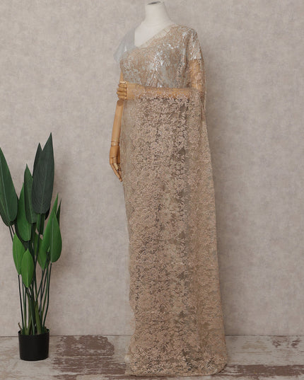 Champagne Gold Chantilly Lace Saree | Regal Fabrics