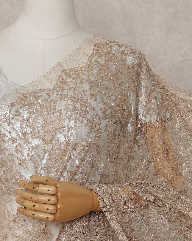 Champagne Gold Chantilly Lace Saree | Regal Fabrics