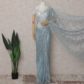 Powder Blue French Chantilly Lace Saree 110cm