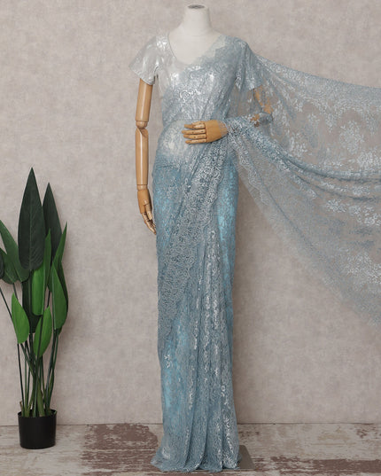 Powder Blue French Chantilly Lace Saree 110cm