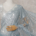Powder Blue French Chantilly Lace Saree 110cm